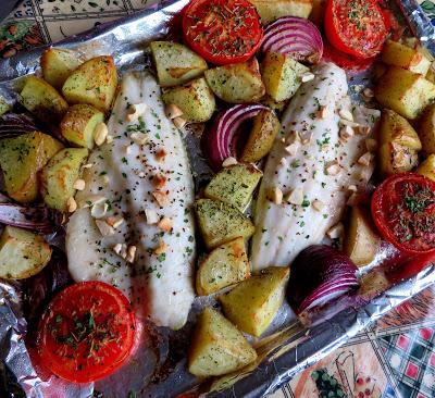 Sheet Pan Roasted Sea Bass Dinner for Two