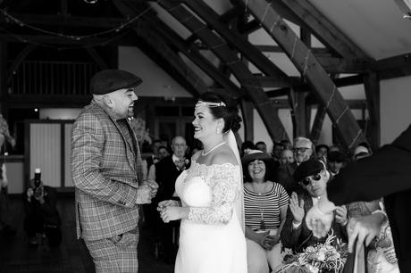 Groom super excited to kiss the bride for the first time at York wedding. 