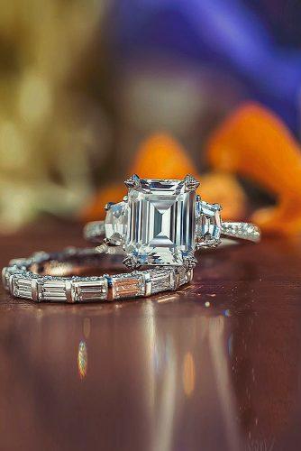 tacori engagement rings three stones diamond emerald cut gold