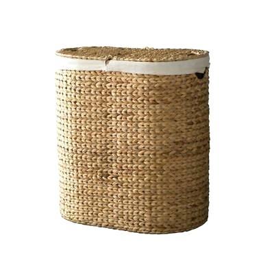woven clothes hamper clothing oval double wicker laundry basket with lid natural color