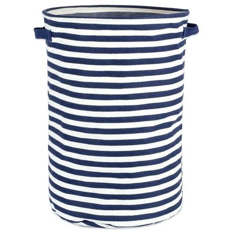 woven clothes hamper laundry with lid french stripe round herringbone