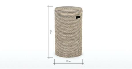 woven clothes hamper laundry blue hand rattan basket grey