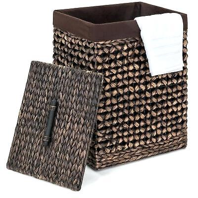 woven clothes hamper clothing water hyacinth laundry basket w removable liner lid