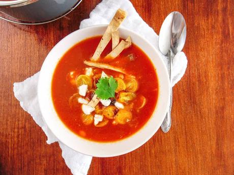 Vegetarian Taco Soup with Roasted Tomato Salsa