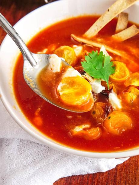 Vegetarian Taco Soup with Roasted Tomato Salsa