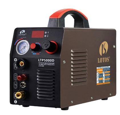 Lotos LTP5000D 50Amp Non-Touch Pilot Arc Plasma Cutter, Dual Voltage 110V/220V, 1/2 Inch Clean Cut, Brown