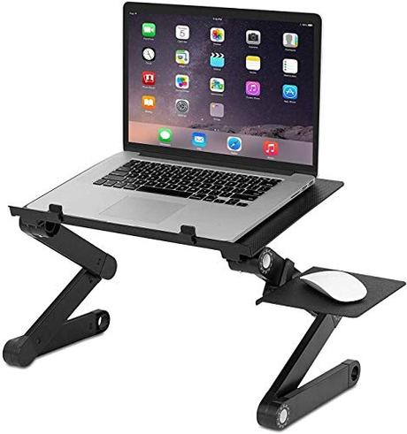 FWQPRA® T8 Table for Laptop Stand for Bed and Sofa, Desk Portable Adjustable Laptop Table Stand Up/Sitting with Mouse Pad, Ergonomics Design Aluminum Suitable for Reading Studying