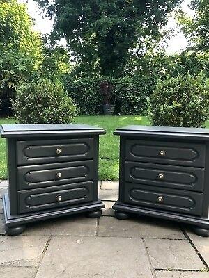 gustavian style bed bedroom furniture vintage gray hand painted side tables x 2
