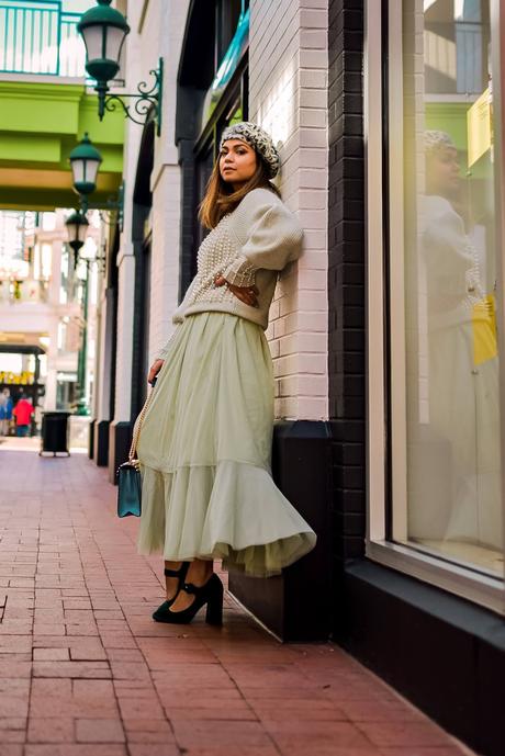 six things to buy after Christmas, shopping, holiday shopping, point pearl sweater, pistachio green tulle dress, holiday style, velvet mary janes, street style, wedding outfit, saumya shiohare, myriad musings