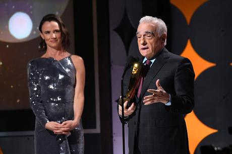 Martin Scorsese (R) accepts Best Director for 'The Irishman' from Juliette Lewis onstage during AARP The Magazine's 19th Annual Movies For Grownups Awards at Beverly Wilshire, A Four Seasons Hotel on January 11, 2020 in Beverly Hills, California. 