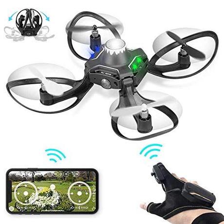 Lesgos Gesture and Hand Sensor Control One Key Landing 2.4G Hz 6 Axis Gyro Mini RC Quadcopter Drone with Altitude Hold , HD Camera and App Control