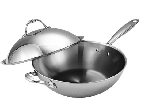 Cooks Standard NC-00233 Stainless Steel Stir Fry Pan with Dome Lid 13-Inch Multi-Ply Clad Wok, Silver