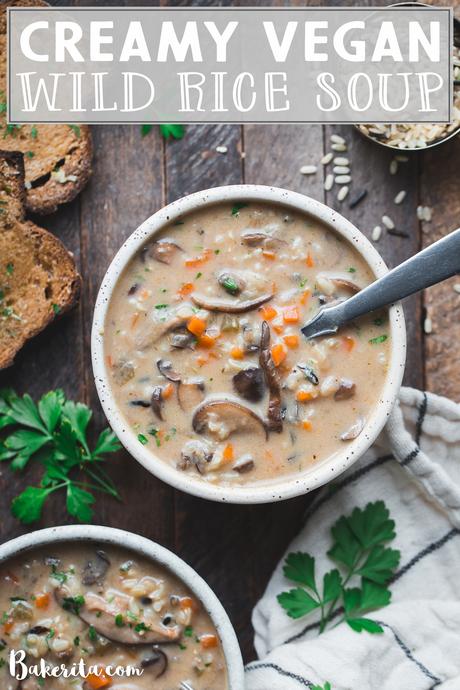 This Vegan Mushroom Wild Rice Soup is cozy, comforting, and so simple to make in under an hour using just one pot! It's the perfect healthy vegan dinner for chilly nights. It's loaded with mushrooms, wild rice, and vegetables.