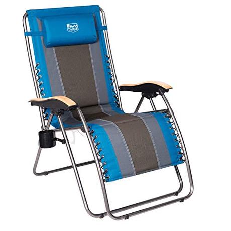 Timber Ridge Zero Gravity Locking Patio Outdoor Lounger Chair Oversize XL Padded Adjustable Recliner with Headrest Support 350lbs, Blue