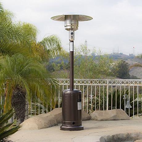 BELLEZE 48,000BTU Premium Outdoor Patio Heater with Wheel LP Propane Heat CSA Certified, Hammered Bronze