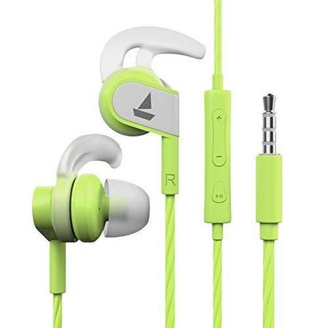 Boat Bassheads 242 Wired Sports Earphones with HD Sound, 10 mm Dynamic Drivers, IPX 4 Sweat and Water Resistance, Superior Coated Cable & in-Line Mic (Spirit Lime)