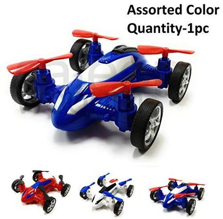 SaleOnTM Unbreakable Diecast Plastic Drone Toy Model Car Helicopter Style Toy with Moving Fans Friction Powered(Assorted Color)-935