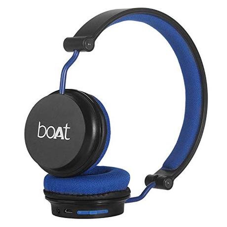 Boat Super Bass Rockerz 400 Bluetooth On-Ear Headphones with Mic (Black/Blue)