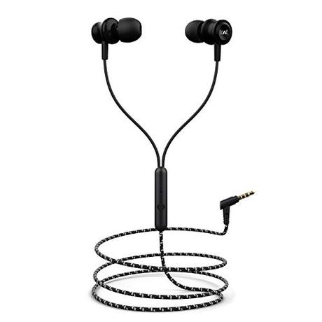boAt BassHeads 152 with HD Sound, in-line mic, Dual ToneSecure Braided Cable & 3.5mm Angled Jack Wired Earphones. (Black)