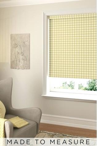 yellow window blinds shades gingham made to measure roller blind