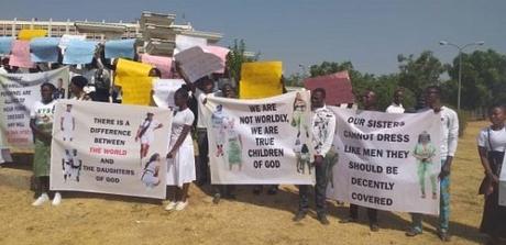 Protesters Threatens To Sue NYSC Over Refusal To Allow Female Corps Members Wear Skirts [Photos]
