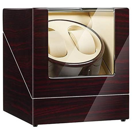 JQUEEN Double Watch Winder with Quiet Japanese Mabuchi Motor (A-Ebony)