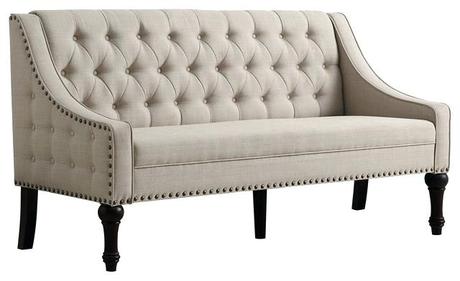 traditional tufted sofa leather beige