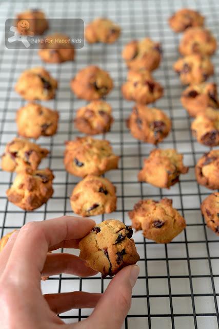 mini bite size less sugar honey cranberry cookies