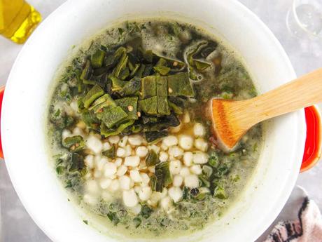 Vegetarian Black Bean Soup with Kale and Hominy