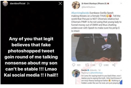 Perruzi: Davido Denies Questioning The Paternity Of His Son, Ifeanyi