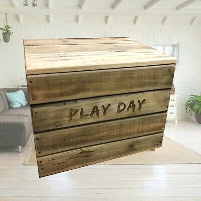 toy chest modern wooden box play day engraving rustic style handmade free ship