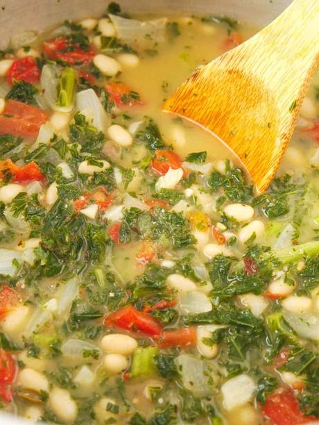 White Bean and Kale Soup with Parmesan Cheese