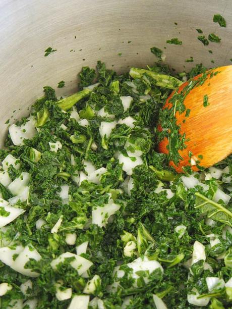 White Bean and Kale Soup with Parmesan Cheese