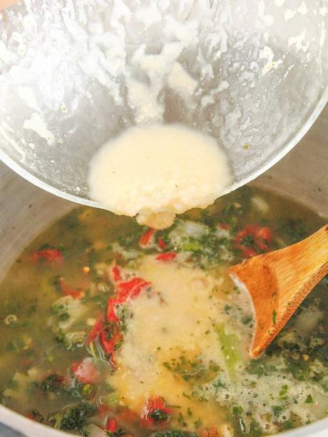 White Bean and Kale Soup with Parmesan Cheese