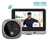LaView Wireless Video Doorbell, Wi-Fi Door Bell Camera, Peephole Camera with LED Touch Screen, Wire-Free/Rechargeable Battery/Night Vision/Two-Way Audio/Mobile View
