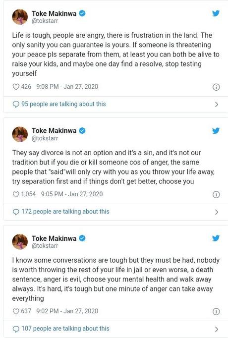 “People Who Say Divorce Is A Sin Will Only Cry When You Get Killed” – Toke Makinwa