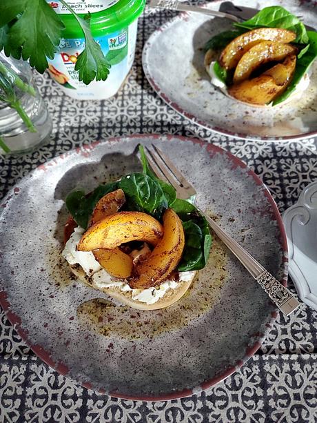 warm spiced peach spinach salad