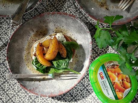 warm spiced peach spinach salad