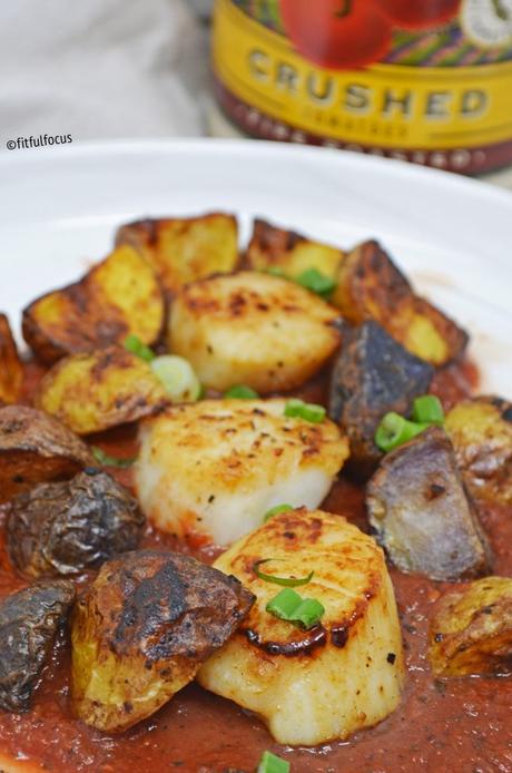 Seared Scallops and Crispy Potatoes with Spicy Marinara