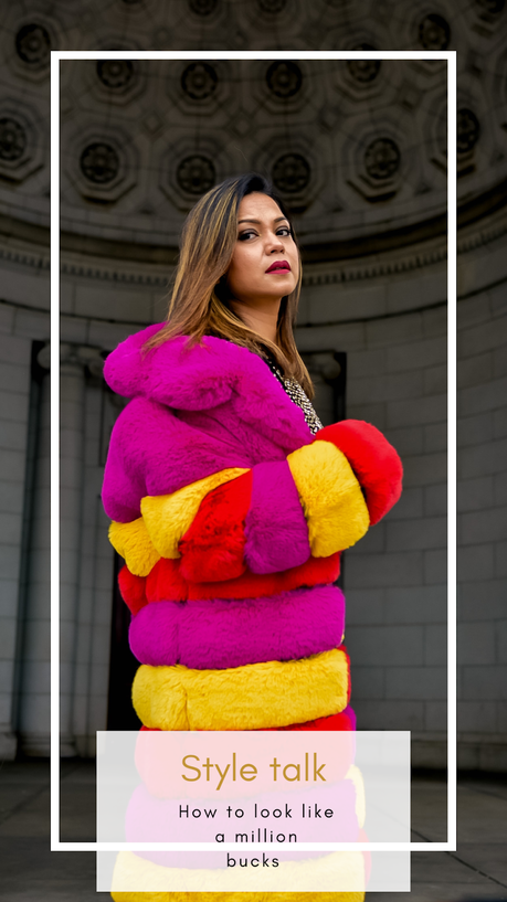 how to look like a million bucks, fashion, anti batik emilie dress, sequin dress, akira multicolored fur coat, steve madden vale s pumps, studded purple heels, fashion, wedding guest outfit, saumya shiohare, myriad musings