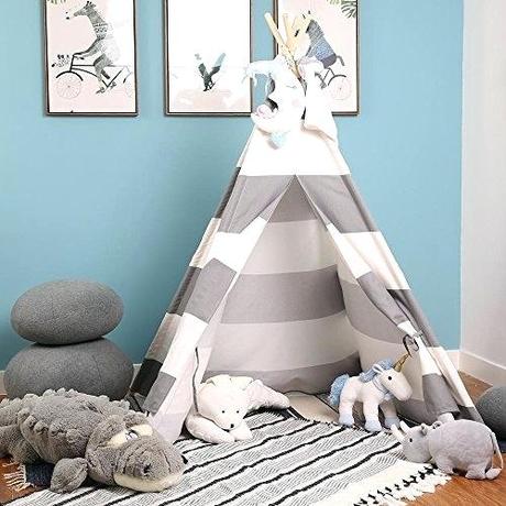 teepee baby room decoration shower i kids play tent cotton canvas children toy playhouse grey