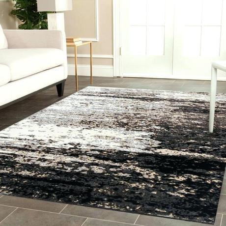 grey modern rug large black white