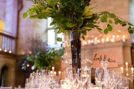 Candle lit autumn wedding decor at Achnagairn Estate wedding