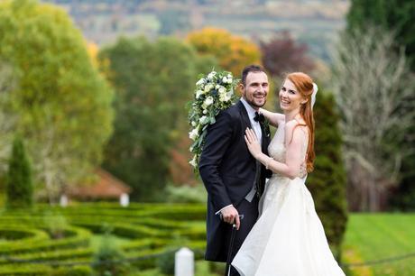 Wedding Photography at Achnagairn Estate couples portrait over autumn estate