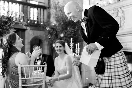 Bride's father giving wedding speech in Inverness, Scotland. 