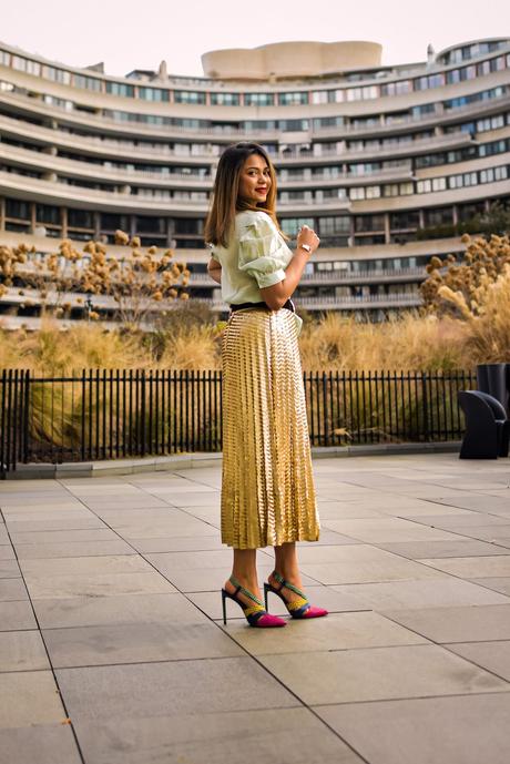 self love, how to be a kick ass mom, month of love, sequin skirt, mint green top, how to wear a sequin skirt, red lips fenty beauty, striped heels, myriad musings, saumya shiohare 