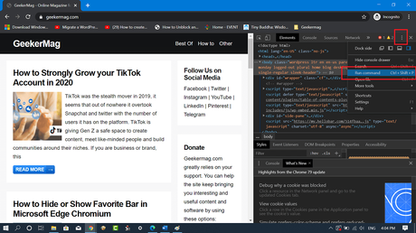 How to Take Full Page Screenshot in Chrome without Extension run command in chrome browser