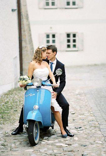wedding exit photo ideas coach blue scooter magnoliarouge