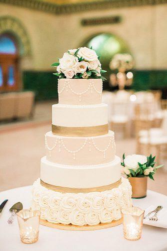 chic wedding cakes delicate tall creamy golden cake decorated with roses erin stubblefield weddings