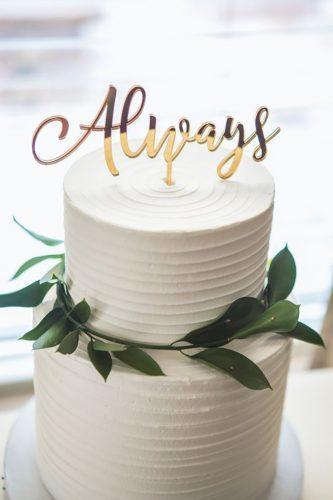 chiс wedding cakes with golden-topper-and greenry zcreatedesign